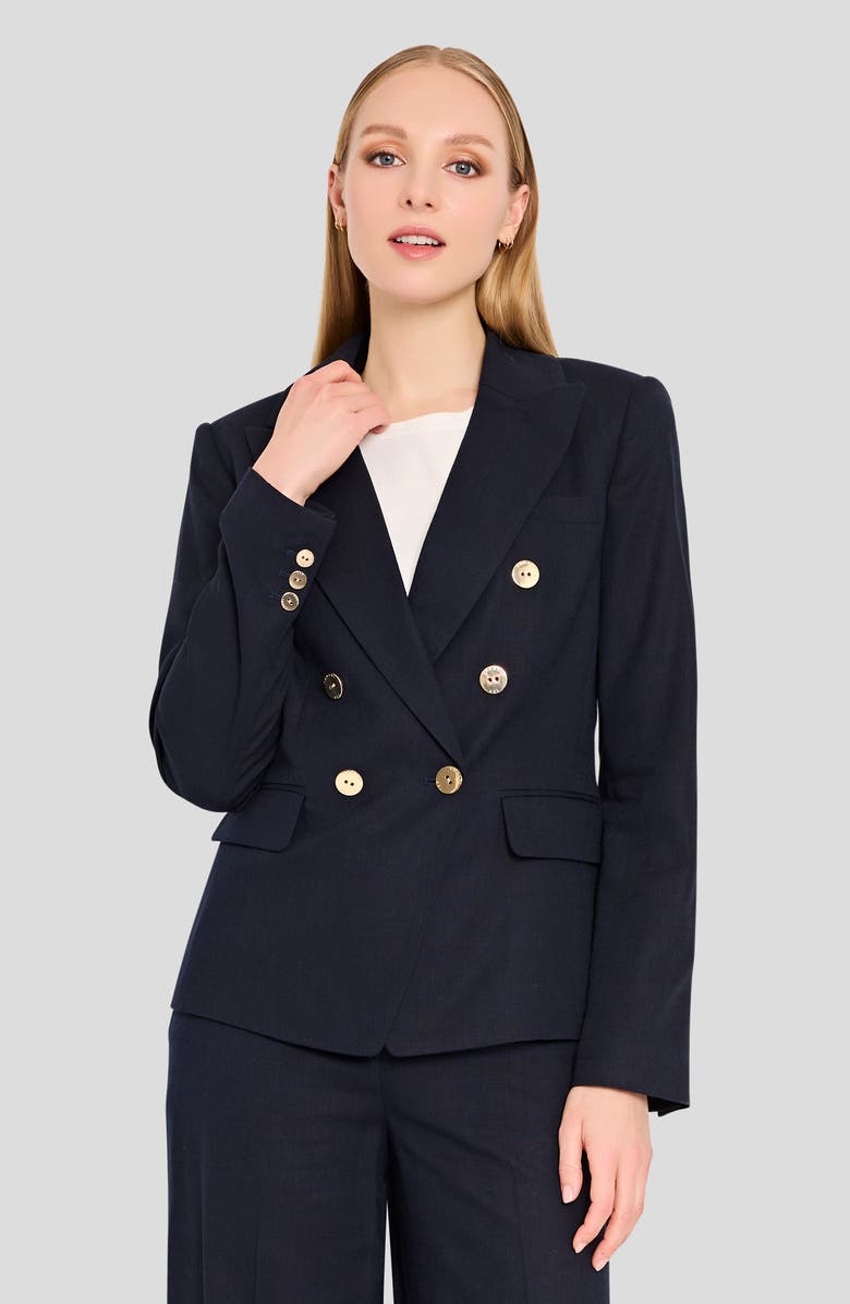 Tahari ASL Double Breasted Blazer, Alternate, color, New Navy