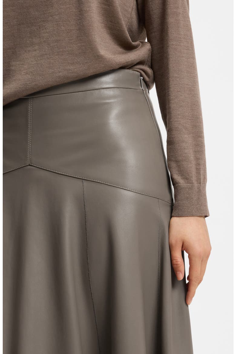 Sesola Leather Midi Skirt, Alternate, color, WALNUT