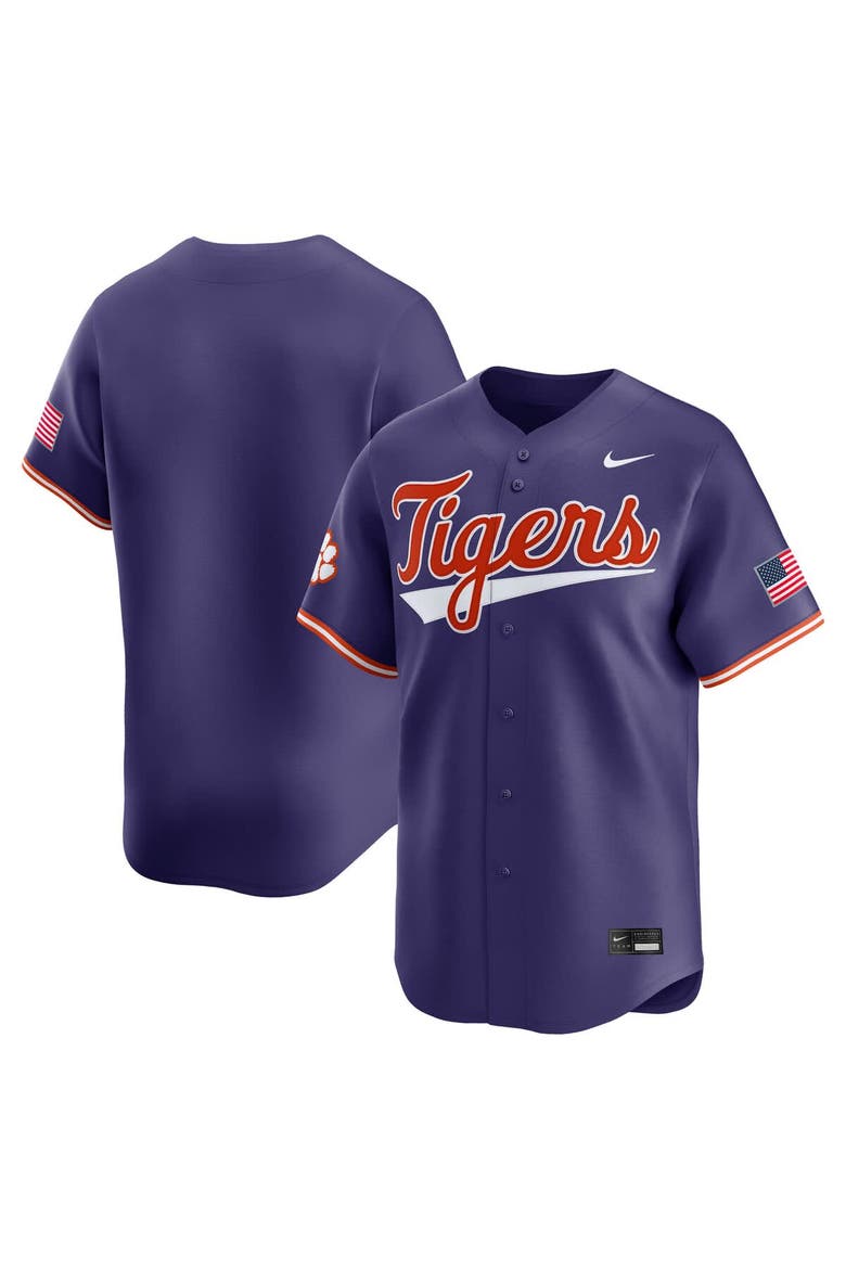 Men's Nike Purple Clemson Tigers College Limited Baseball Jersey, Main, color, Purple