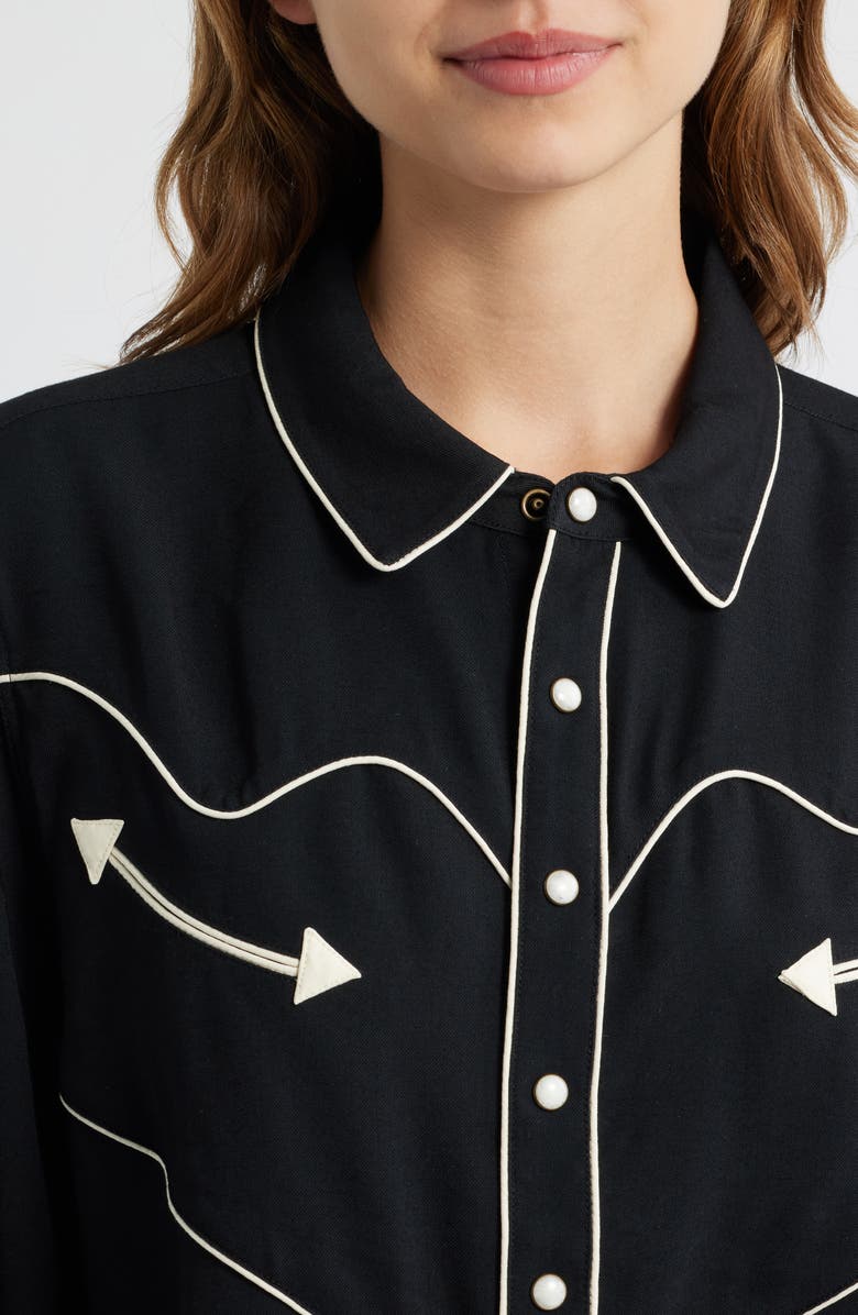 THE GREAT. The Western Shirt, Alternate, color, Black W/ Cream