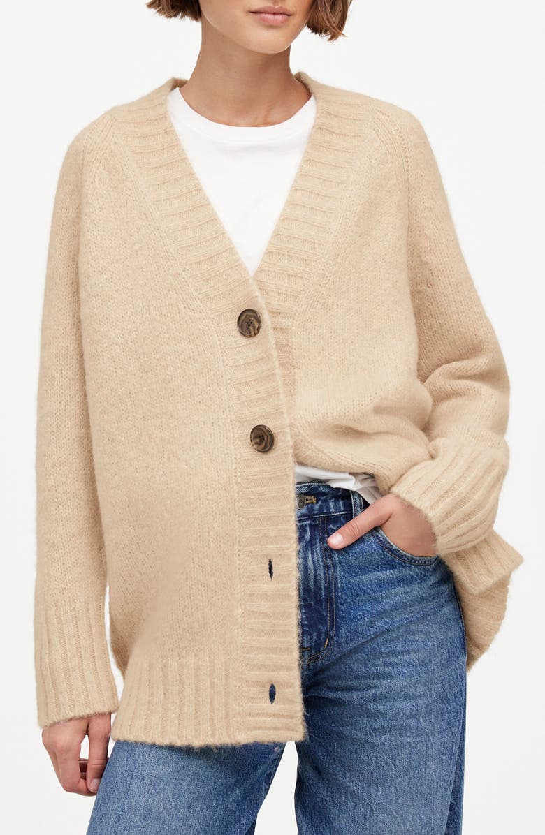 Madewell Chunky Alpaca Blend V-Neck Cardigan, Main, color, 