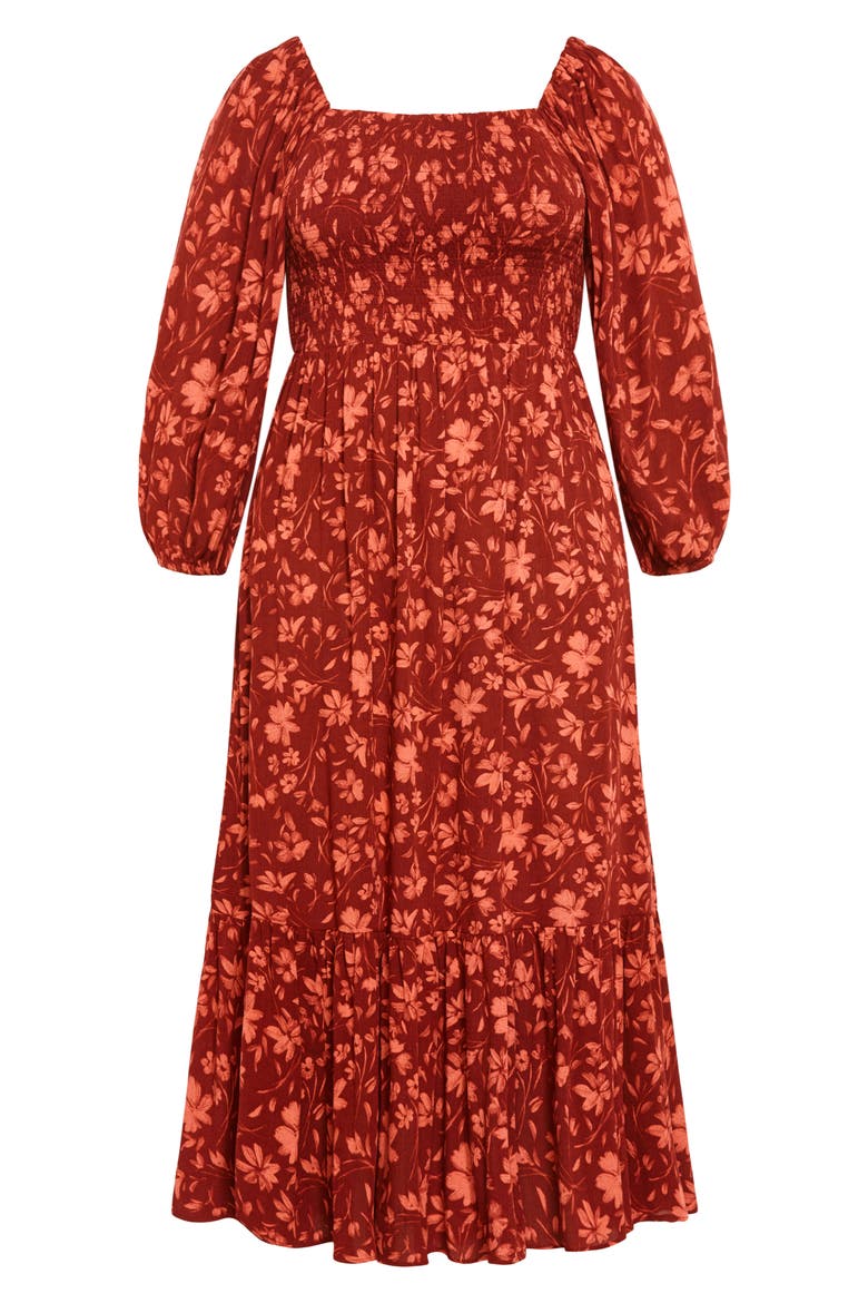 Mckenzie Floral Long Sleeve Maxi Dress, Alternate, color, ORANGE FLORAL