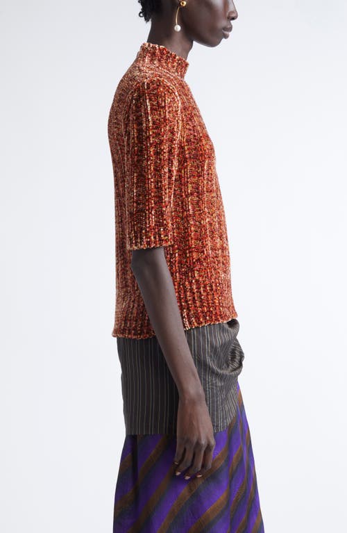 Dries Van Noten Ribbed-knit Chenille Sweater In Orange