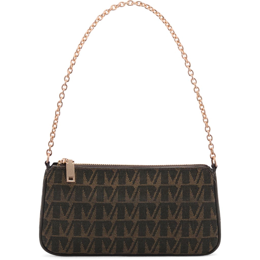 Mango Monogram Jacquard Chain Shoulder Bag In Chocolate