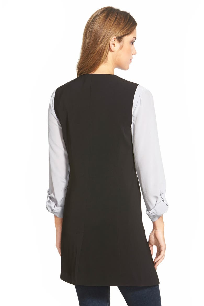 Long Collarless Vest, Alternate, color, BLACK