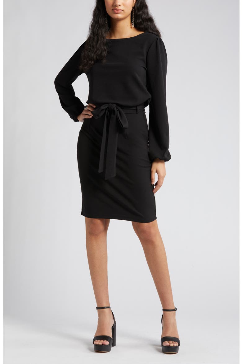 Kate Long Sleeve Knit Dress, Alternate, color, BLACK