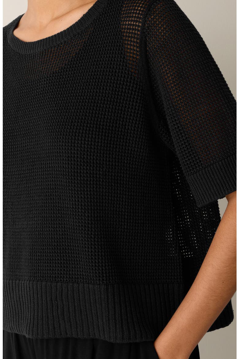 Waffle Knit Sweater, Alternate, color, BLACK