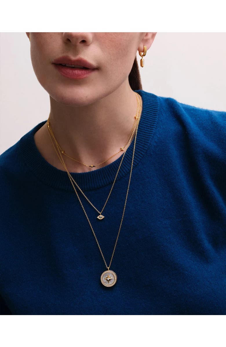 Astley Clarke Gold Large Polaris Mother of Pearl Locket Necklace, Alternate, color, Polaris