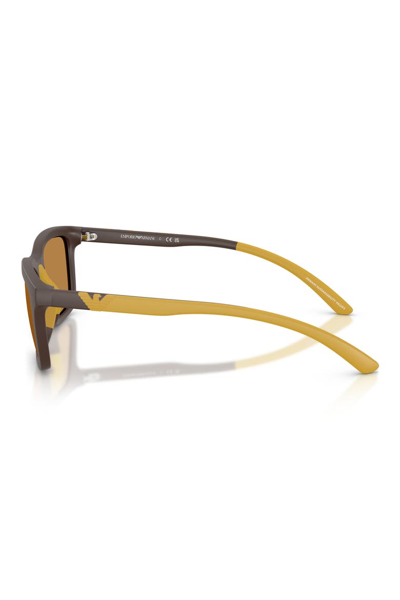 55mm Rectangle Sunglasses, Alternate, color, MATTE BROWN / LIGHT BROWN