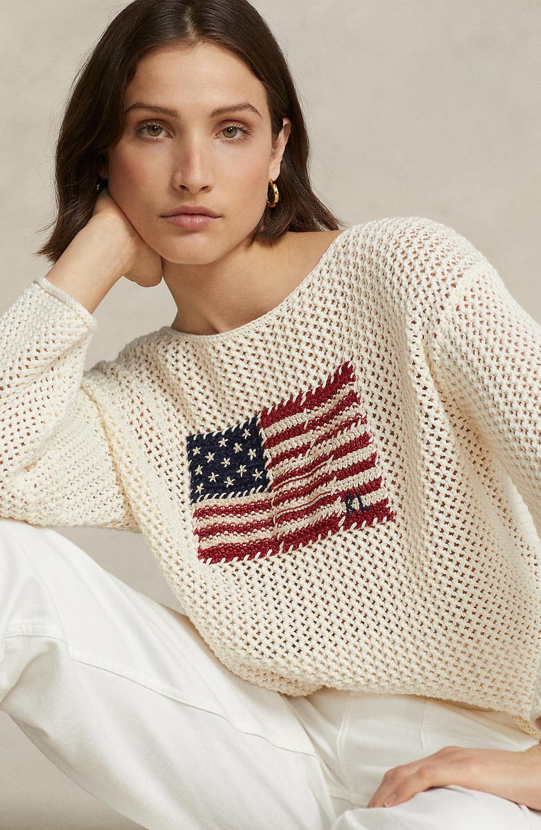 Polo Ralph Lauren Patchwork Flag Sweater, Alternate, color, 