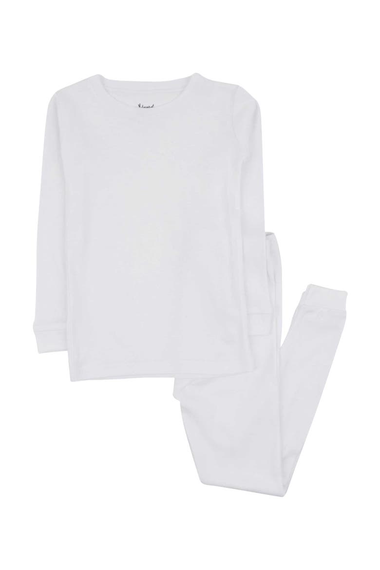 Kids Two-Piece Solid Cotton Matching Family Pajamas, Main, color, WHITE