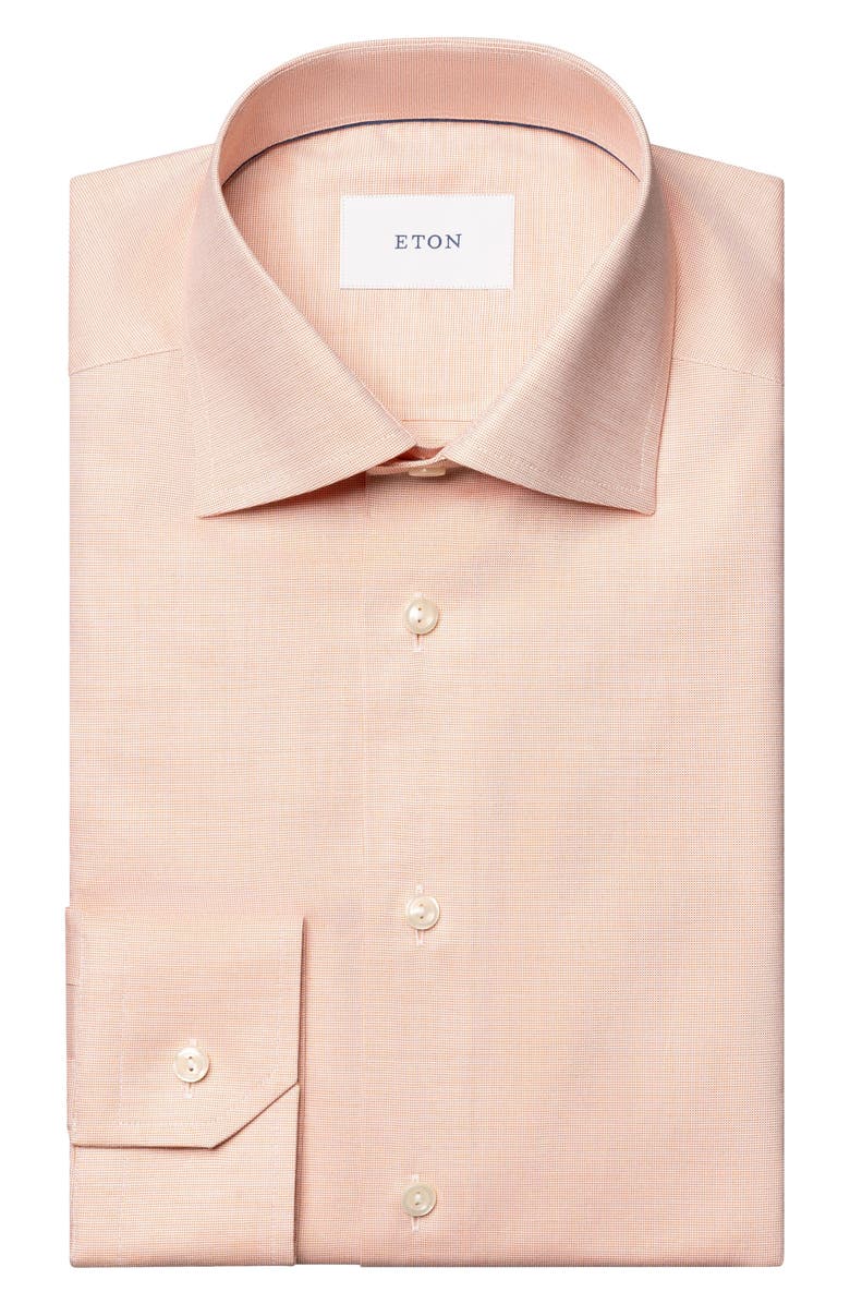 Eton Contemporary Fit Solid Orange Cotton Dobby Dress Shirt, Alternate, color,