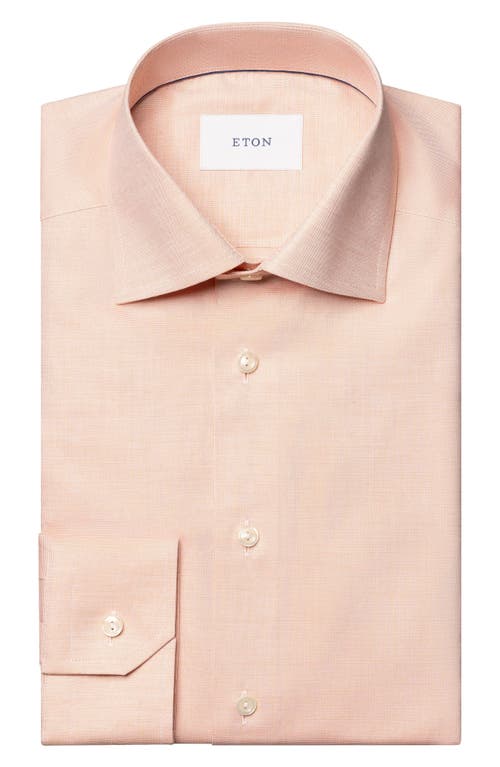 Eton Contemporary Fit Solid Orange Cotton Dobby Dress Shirt In Orange