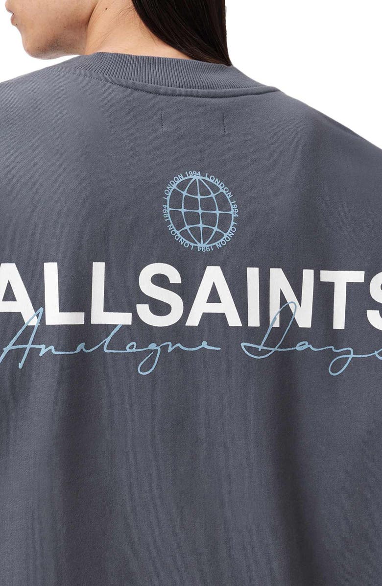 AllSaints Emblem Graphic Sweatshirt, Alternate, color, Slatewash Blue
