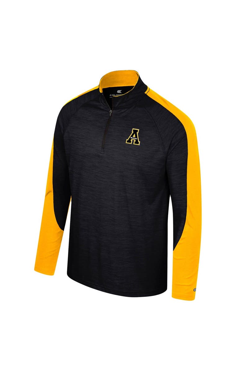 COLOSSEUM Men's Colosseum Black Appalachian State Mountaineers Langmore Raglan Quarter-Zip Top, Alternate, color,