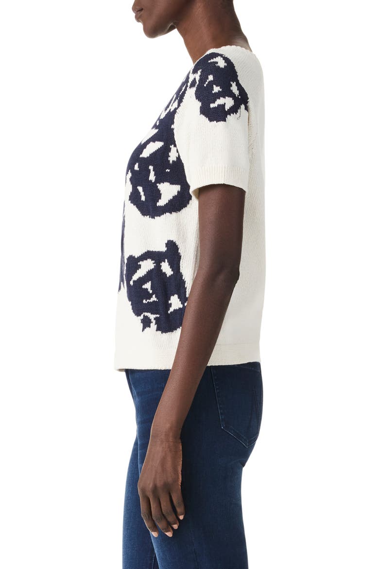 Rose Bloom Short Sleeve Sweater, Alternate, color, CREAM MULTI