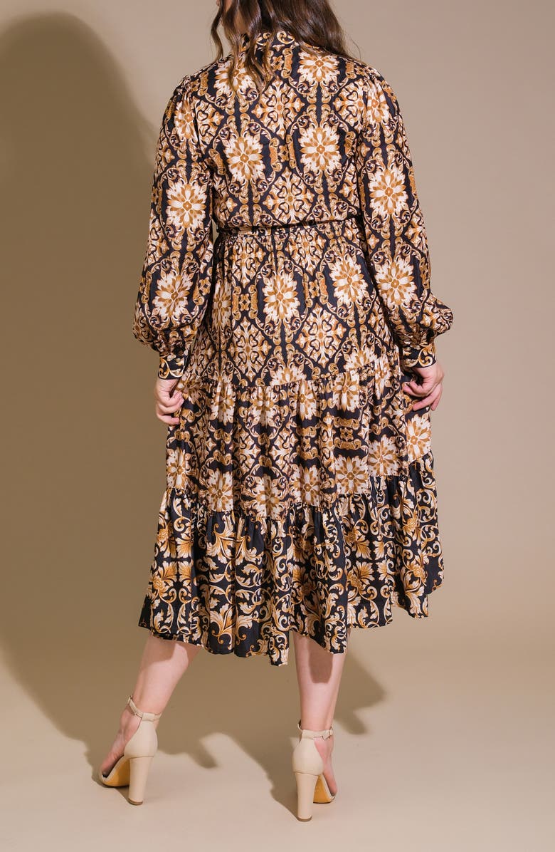 FLYING TOMATO Geometric Floral Shirtdress, Alternate, color, Black