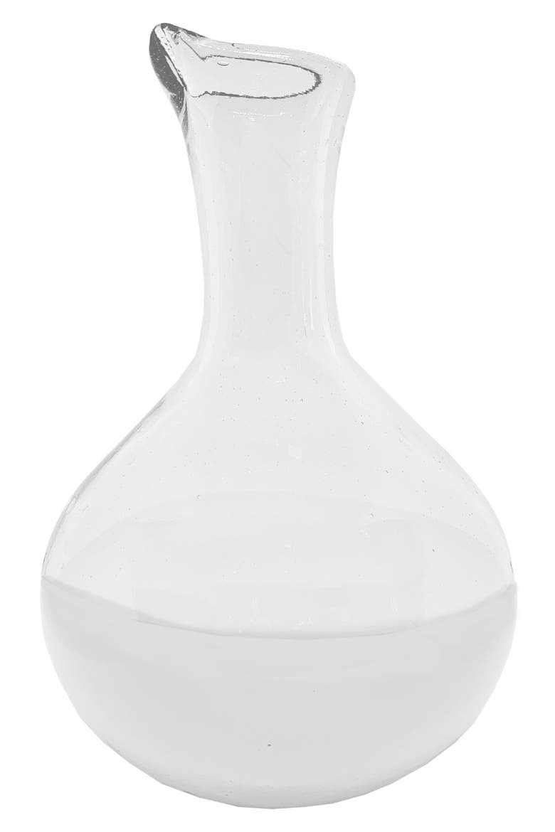 Handblown Glass Carafe - White Base, Main, color, WHITE