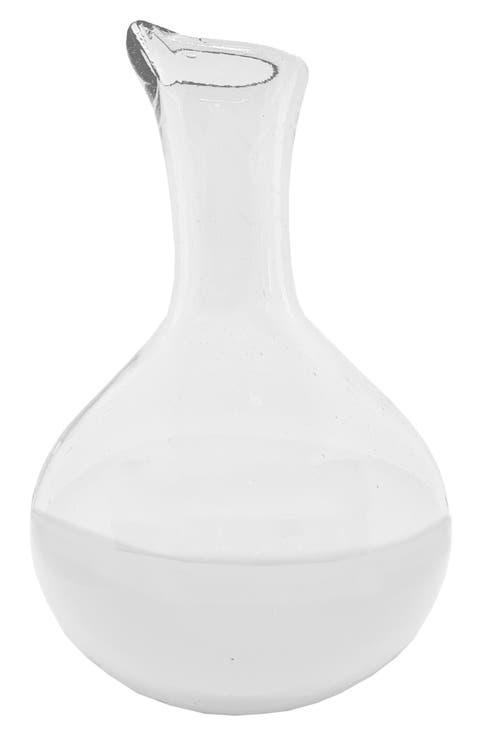 Handblown Glass Carafe - White Base