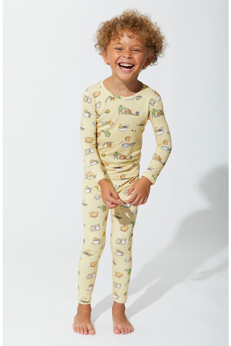 Kids' Love You Brunches Fitted Two-Piece Pajamas, Alternate, color, LOVE YOU BRUNCHES
