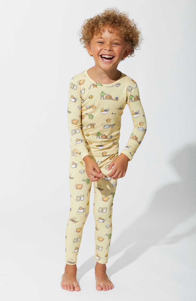 Bellabu Bear Kids' Love You Brunches Fitted Two-Piece Pajamas, Alternate, color,