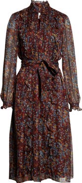 Lafayette 148 New York Harlan Long Sleeve Silk Blend Dress