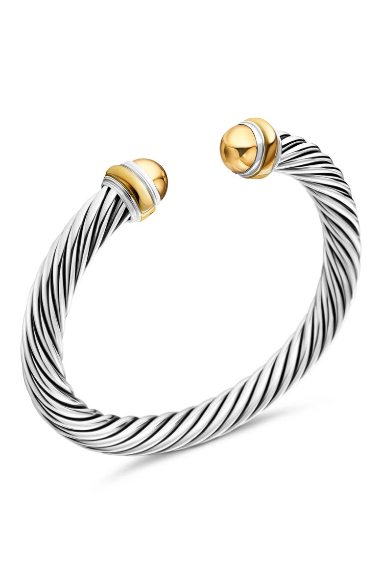 Classic Cable Bracelet in Sterling Silver with 14K Yellow Gold and Semiprecious Stones, 7mm, Alternate, color, GOLD DOME
