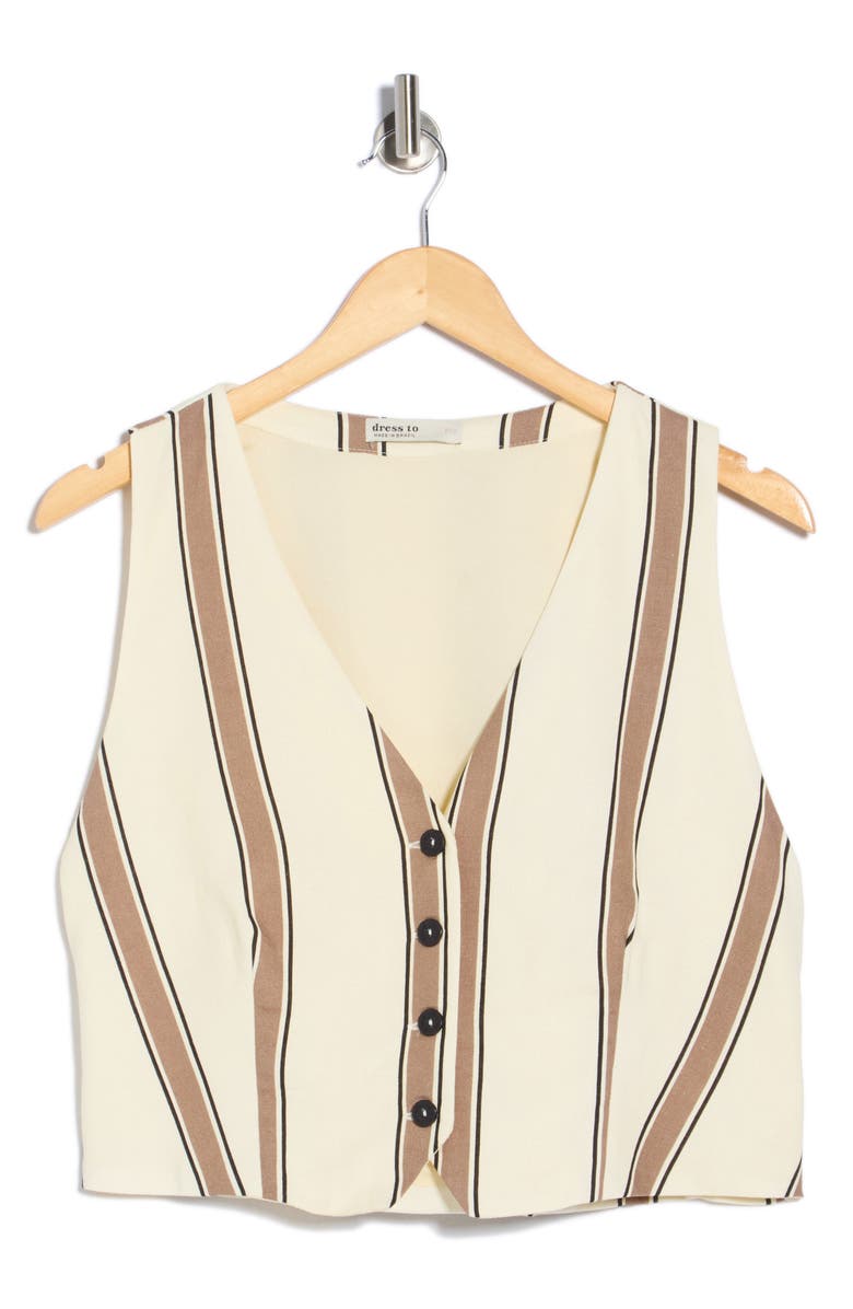 DRESS TO V-Neck Stripe Vest, Main, color, Beige Parque Stripes