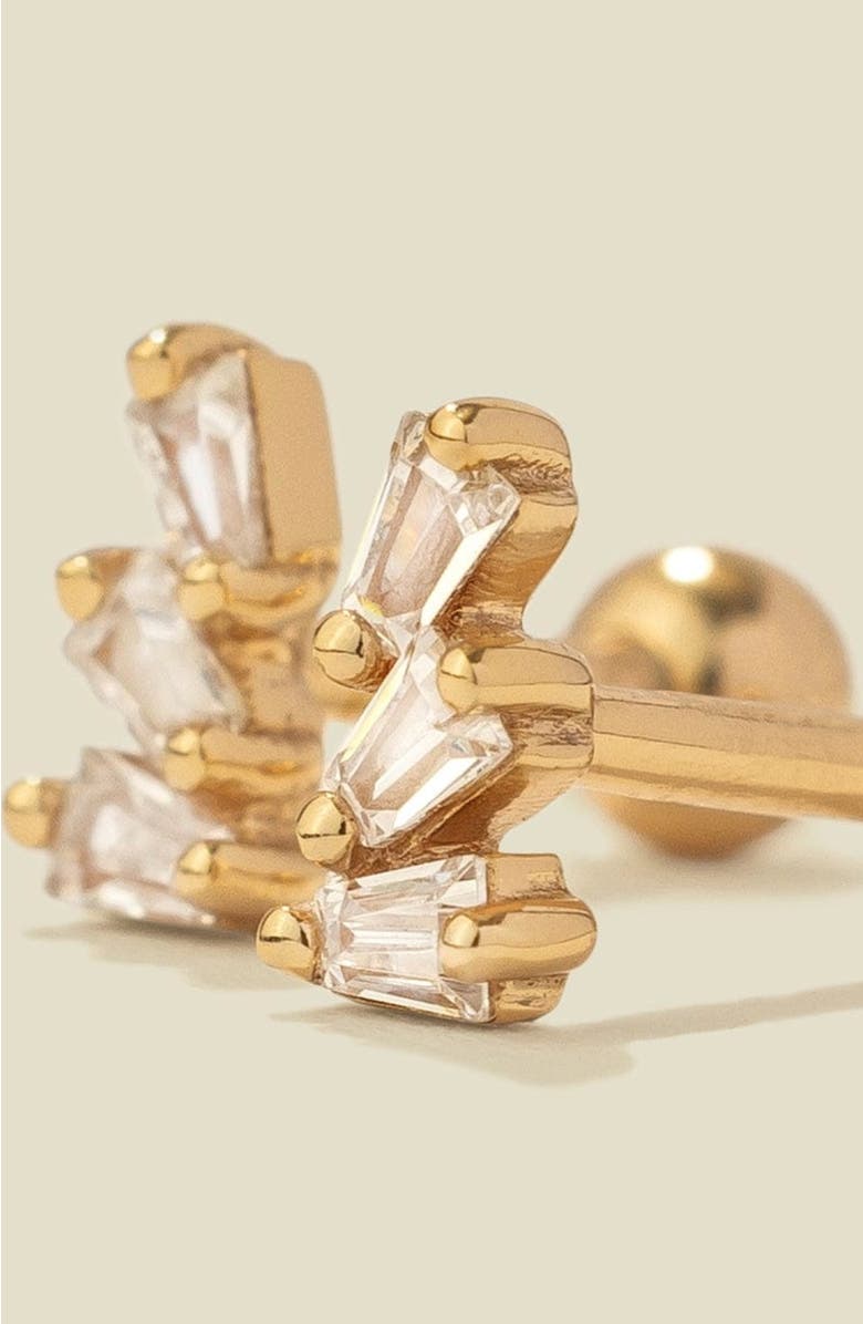 MADE BY MARY CZ Triple Baguette Stud Earrings, Alternate, color, Silver