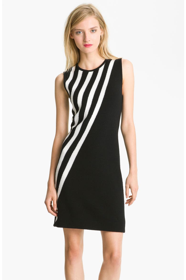 Stripe Merino Wool Shift Dress, Main, color, BLACK/ WINTER WHITE