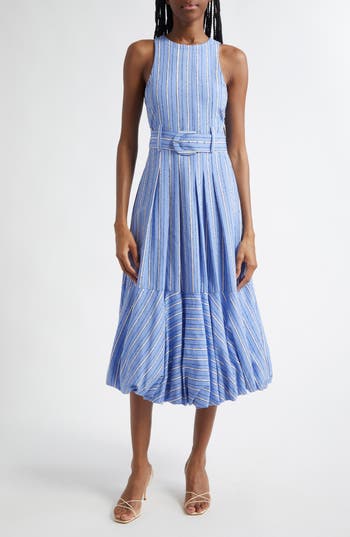Cinq À Sept Hailey Directional Stripe Sleeveless Dress In Blue