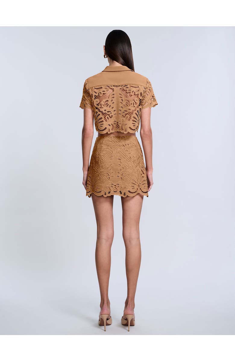 BCBGMAXAZRIA Eyelet Mini Skirt, Alternate, color, Brown Sugar