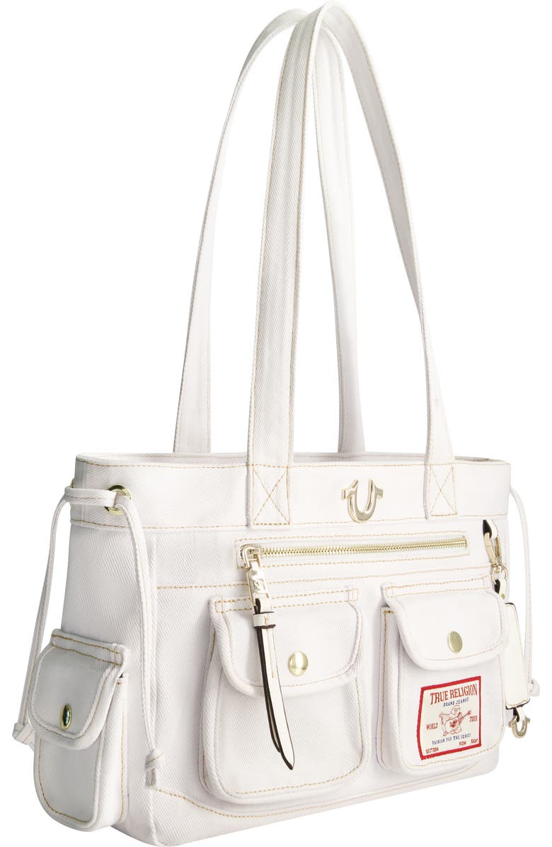 True Religion Multi-Pocket Denim Tote, Alternate, color, White