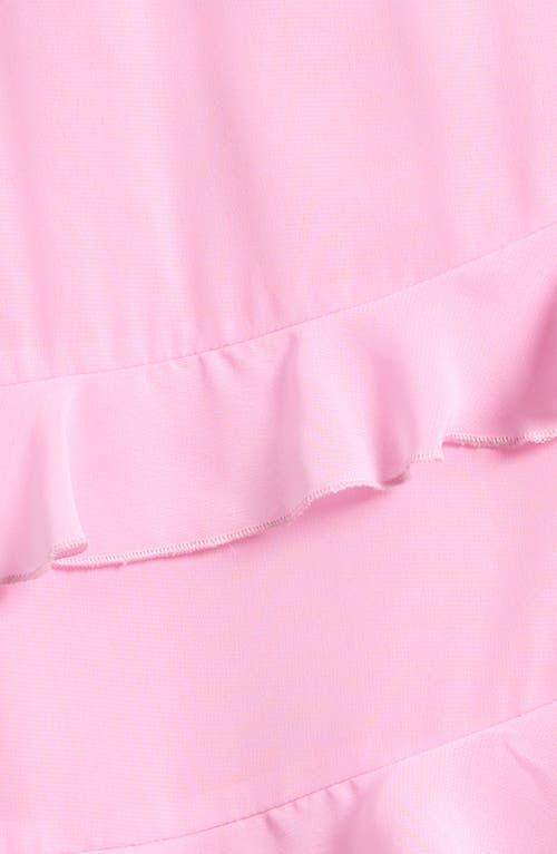 Ava & Yelly Kids' One-shoulder Ruffle Dress In Blush