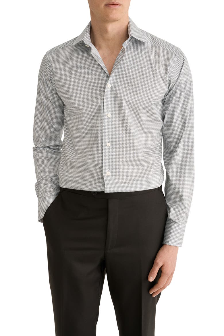 Slim Fit Micro Print Cotton Shirt, Main, color, MEDIUM BROWN