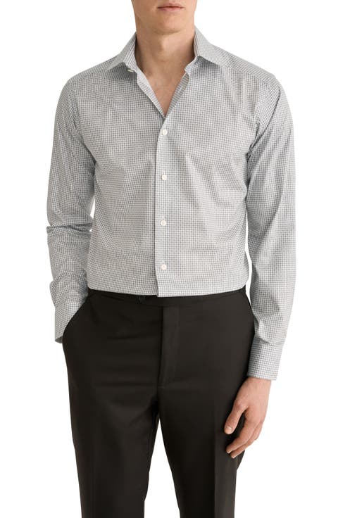 Slim Fit Micro Print Cotton Shirt