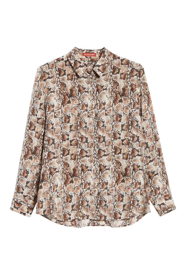 Print Silk Blouse, Alternate, color, IVORY