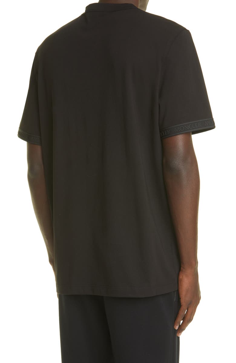 Moncler Logo Patch Taped Sleeve Cotton T-Shirt, Alternate, color, 