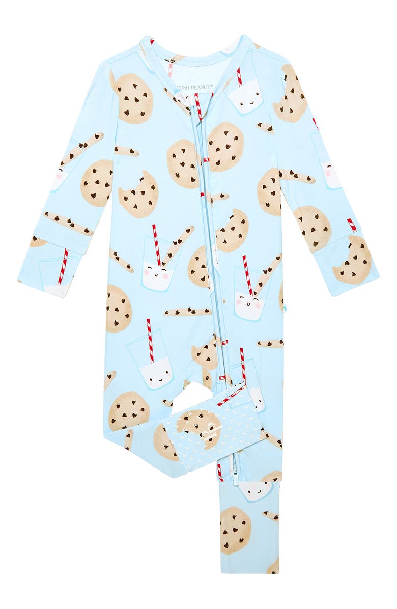 Posh Peanut Chocolate Chip Cookies Convertible Zip-Up Footie, Main, color, Blue