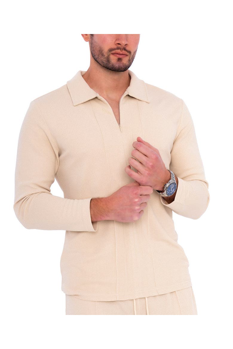 Men's Long Sleeve Zip Neck Knit Top, Main, color, Cream