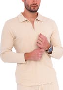 Dai Moda Men's Long Sleeve Zip Neck Knit Top