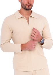 Dai Moda Men's Long Sleeve Zip Neck Knit Top
