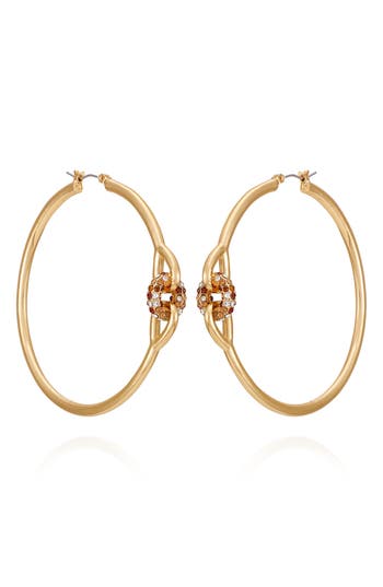 Vince Camuto 62mm Crystal Link Hoop Earrings In Gold Tone