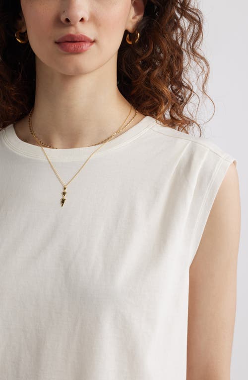 Treasure & Bond Pleat Shoulder Cotton Tank In Ivory Egret
