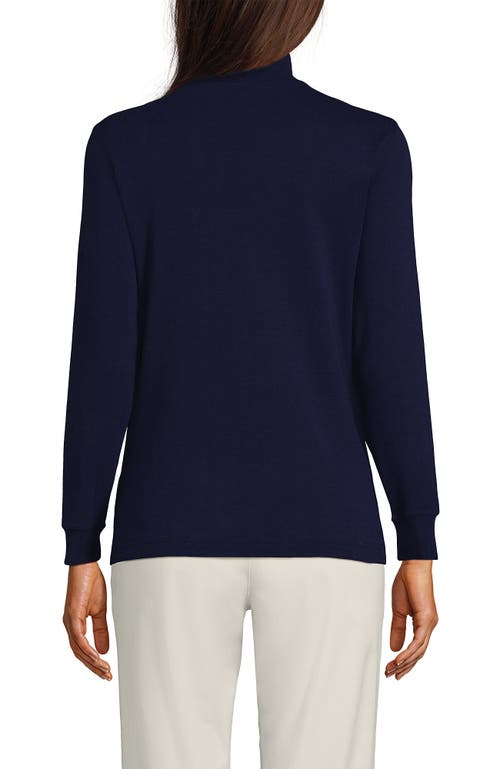 Lands' End Relaxed Cotton Long Sleeve Mock Turtleneck In Blue