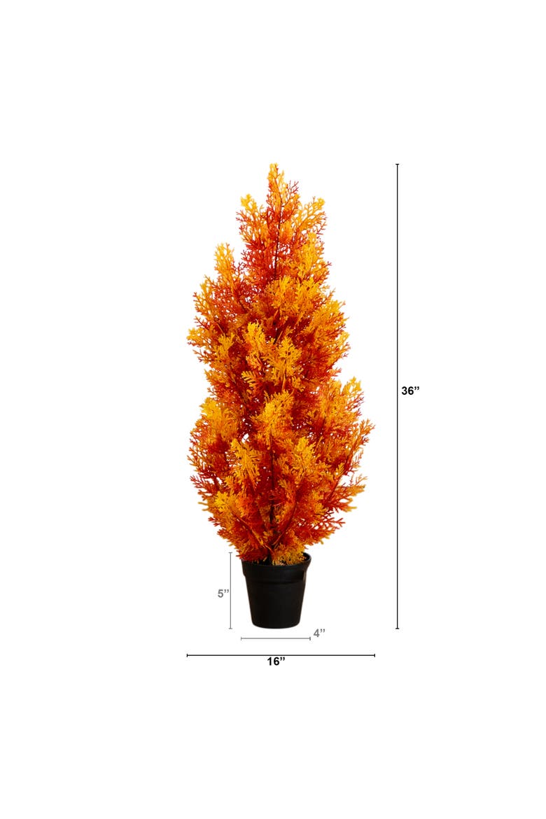 3-ft UV Resistant Autumn Artificial Fall Cedar Tree, Alternate, color, Orange