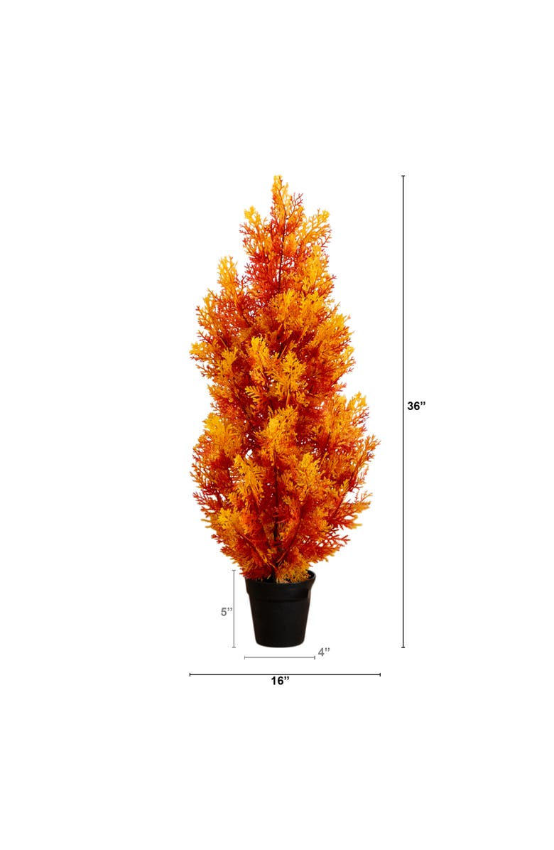 NEARLY NATURAL 3-ft UV Resistant Autumn Artificial Fall Cedar Tree, Alternate, color, Orange