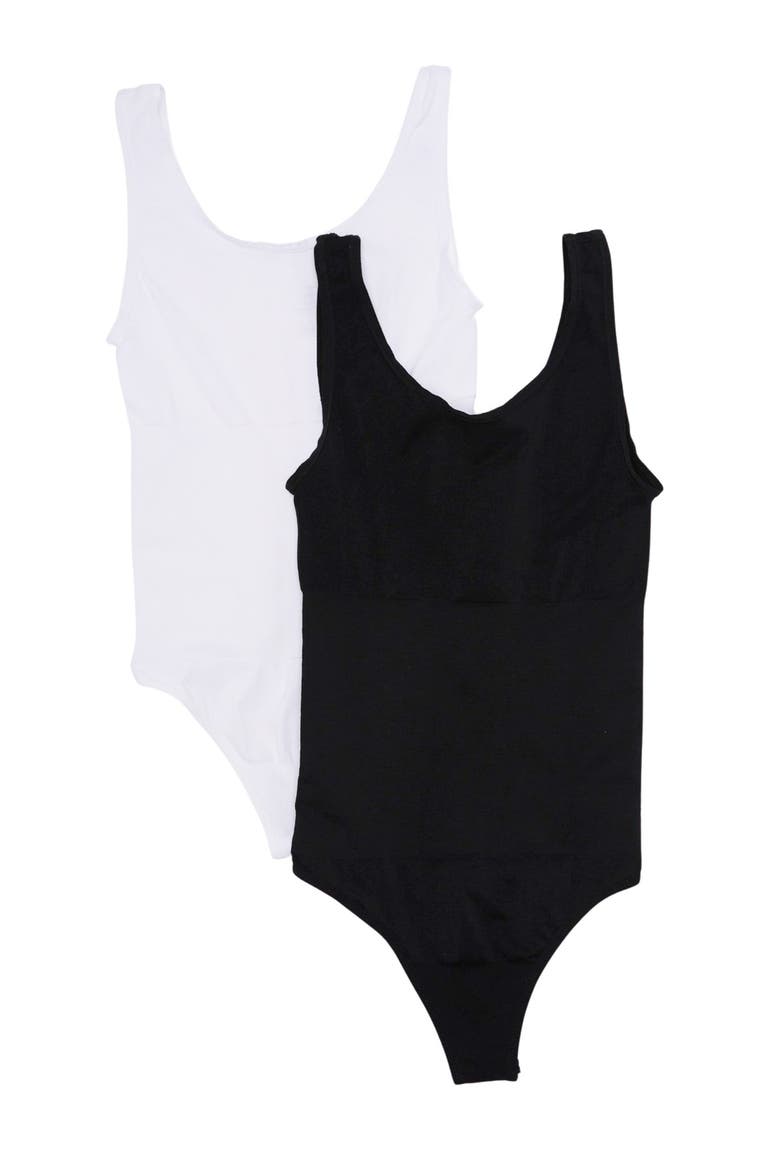 Seamless Bodysuit - Pack of 2, Alternate, color, BLACK/WHITE