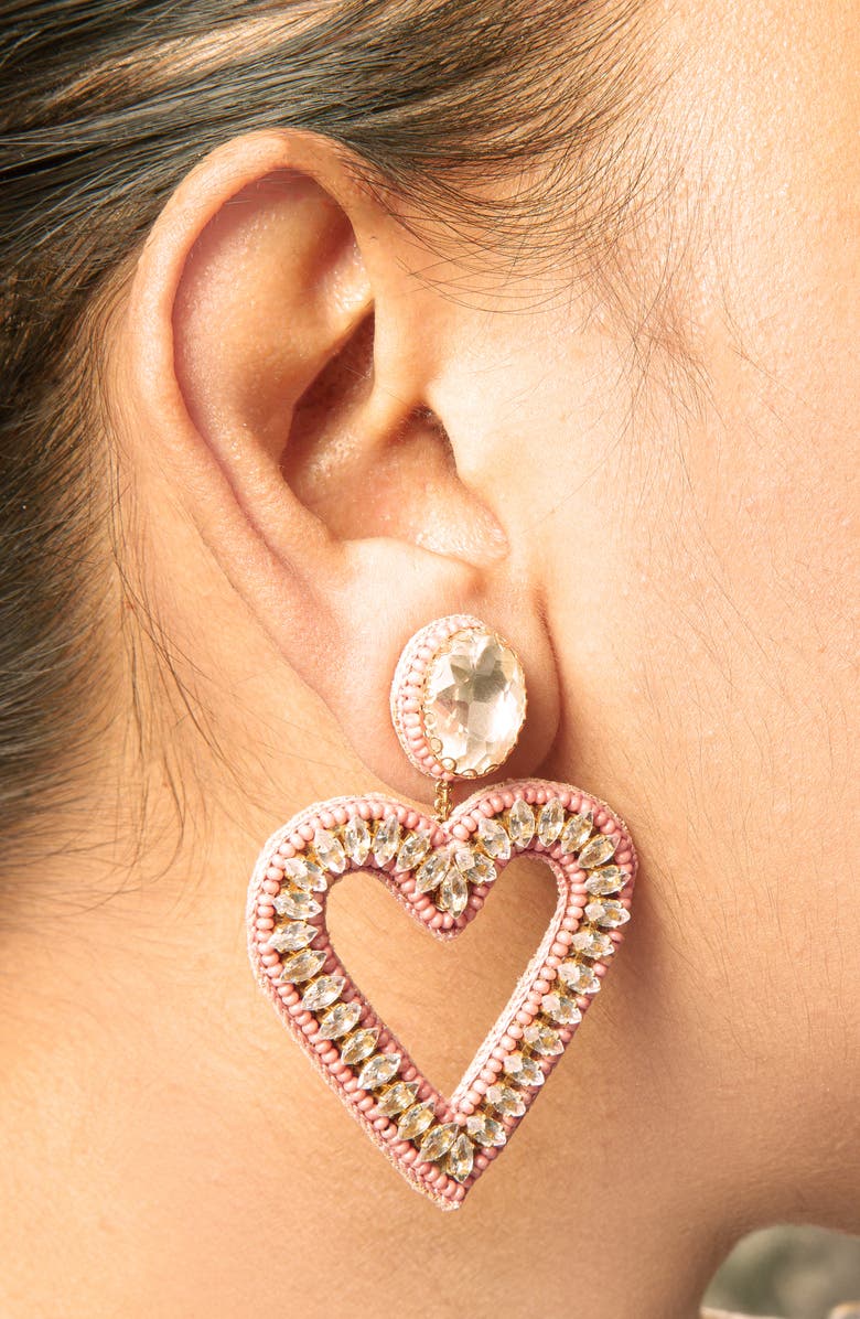 Deepa Gurnani Calluna Crystal & Beaded Heart Drop Earrings, Alternate, color, 