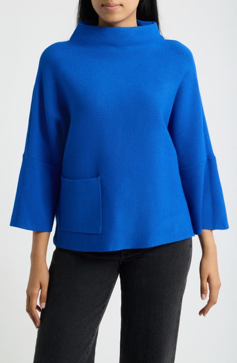 Funnel Neck Patch Pocket Sweater